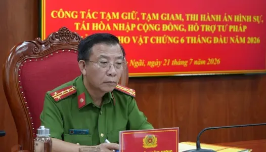 QUẢNG NGÃI: Công an tỉnh Quảng Ngãi tổ chức Hội ý nghiệp vụ công tác tạm giữ, tạm giam, thi hành án hình sự, tái hòa nhập cộng đồng, hỗ trợ tư pháp và quản lý kho vật chứng 6 tháng đầu năm 2026